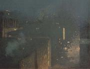 julian alden weir The Bridge Nocturne oil on canvas